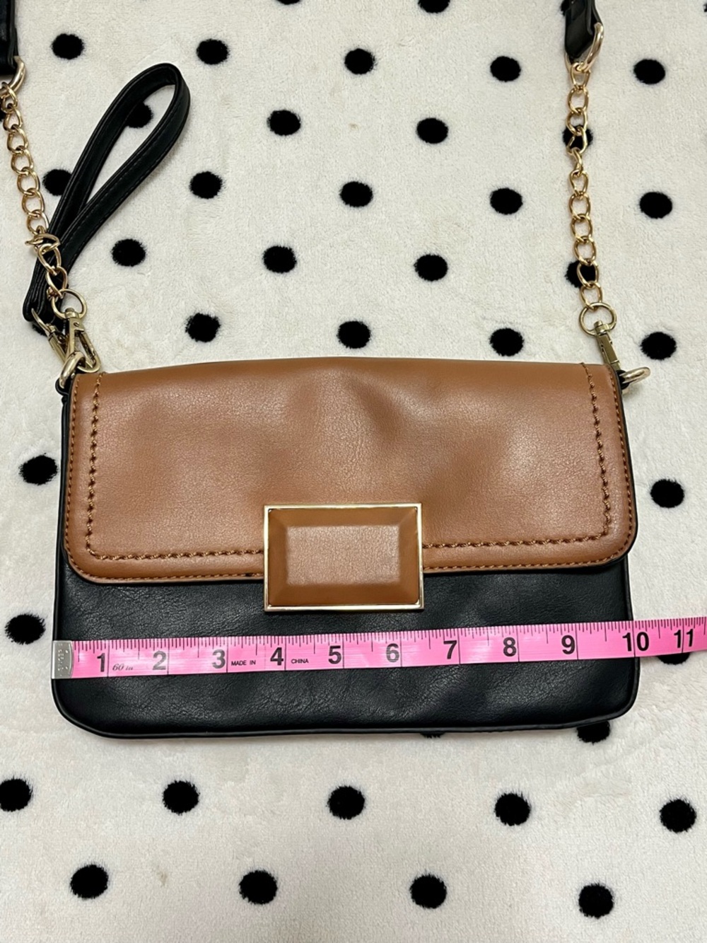 Two Tone Vegan Leather Crossbody Purse - Picture 4 of 8